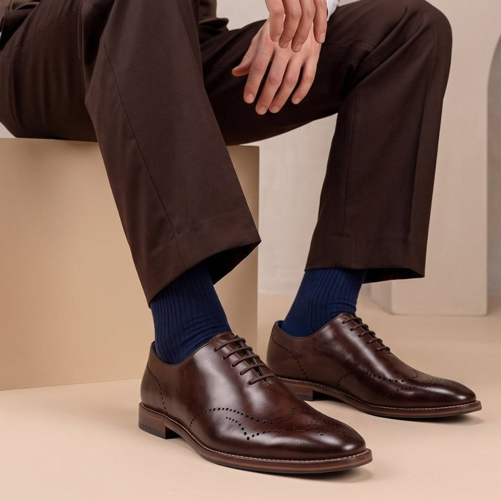 Richelieu brogue en cuir chocolat