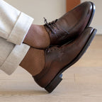 Derby en cuir grainé marron