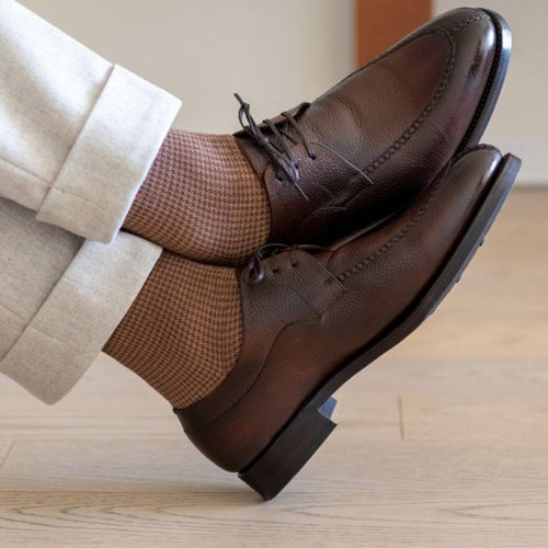 Derby en cuir grainé marron