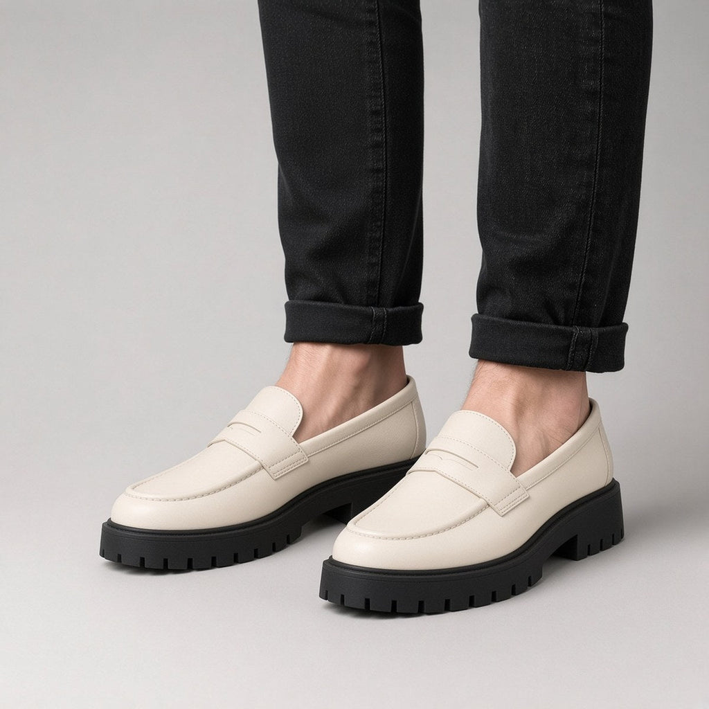 Penny Loafer Crème Semelle Crantée