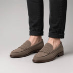 Mocassin Frangé Daim Taupe