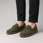 Mocassin Nœud Daim Olive