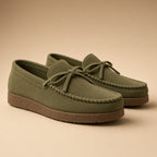 Mocassin Nœud Daim Olive