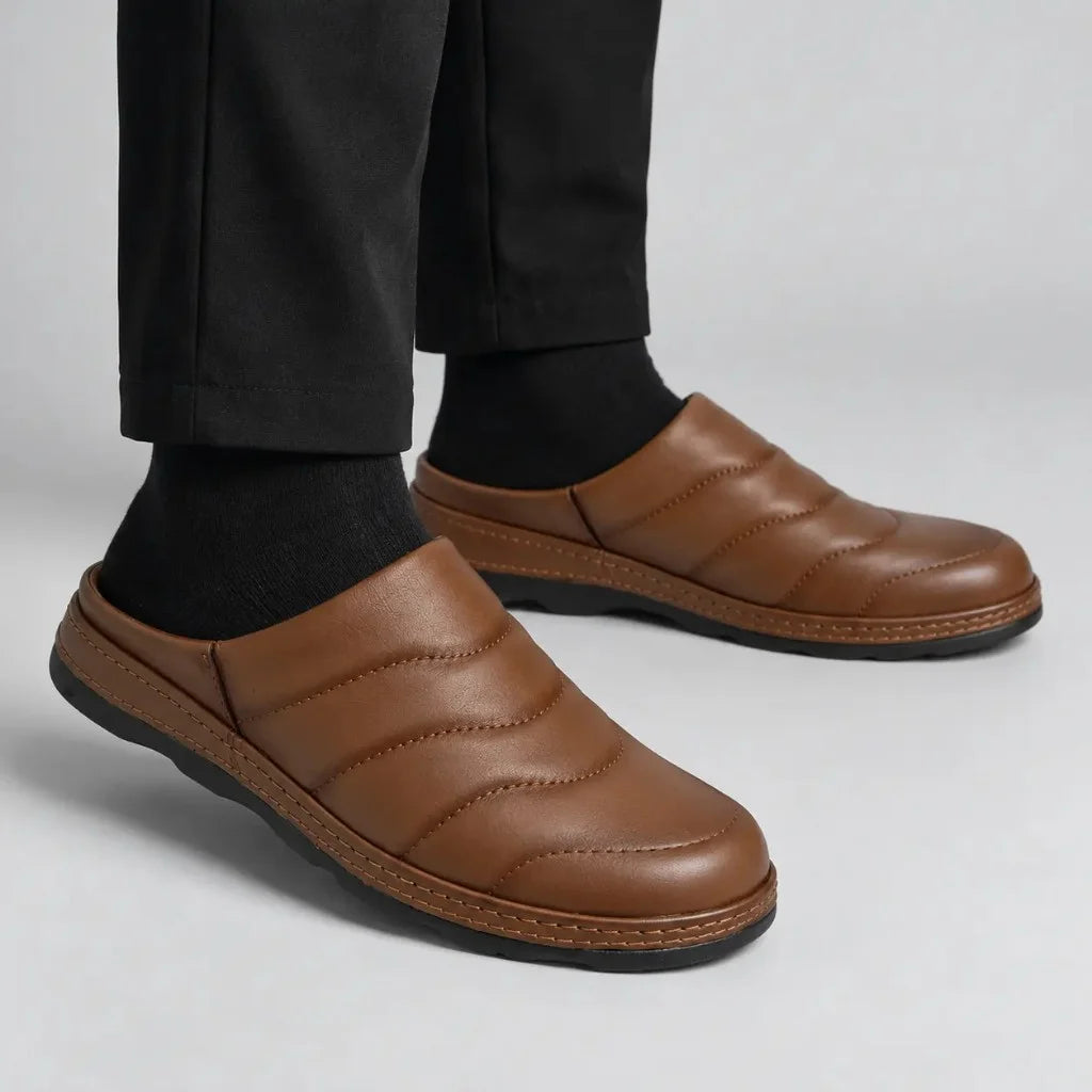 Sabot Classique Confort Homme Camel Matelassé