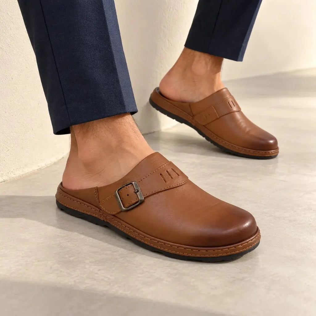 Sabot Classique Confort Homme Cognac Boucle