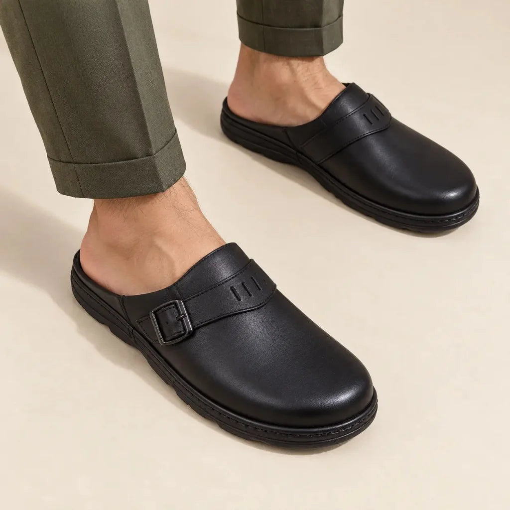 Sabot Classique Confort Homme Noir Boucle