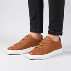 Sneaker Cuir Grainé Cognac