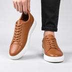 Sneaker Cuir Grainé Cognac