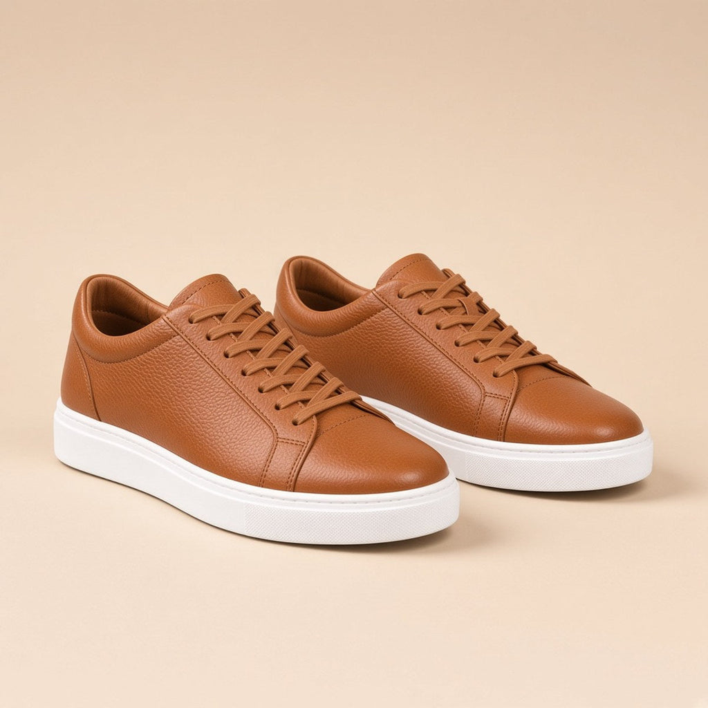 Sneaker Cuir Grainé Cognac