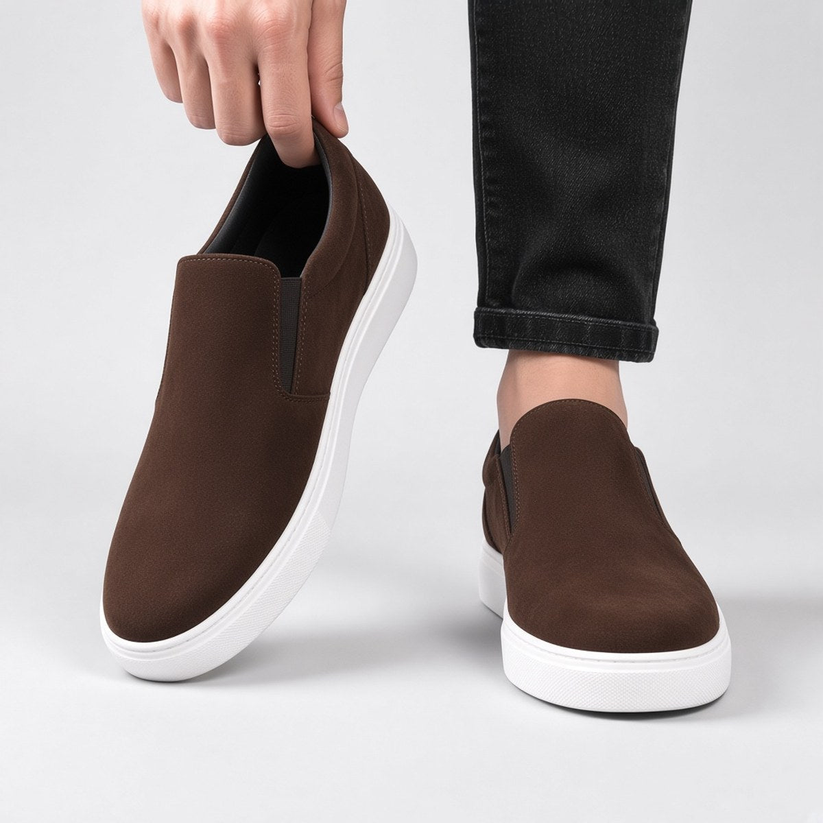 Slip-On Daim Marron